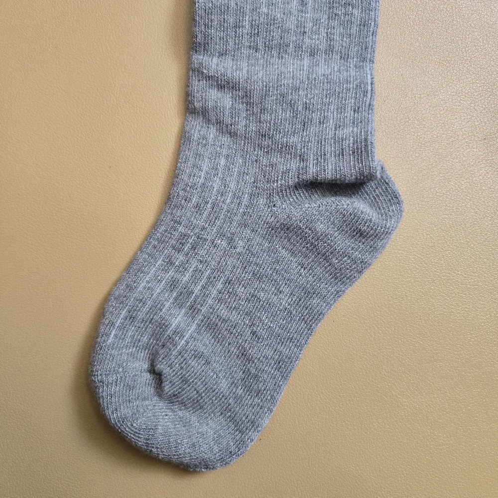 Boho Toddler Girl Knee High Gray Ribbed Trouser Socks Satin Bowknot Accessory